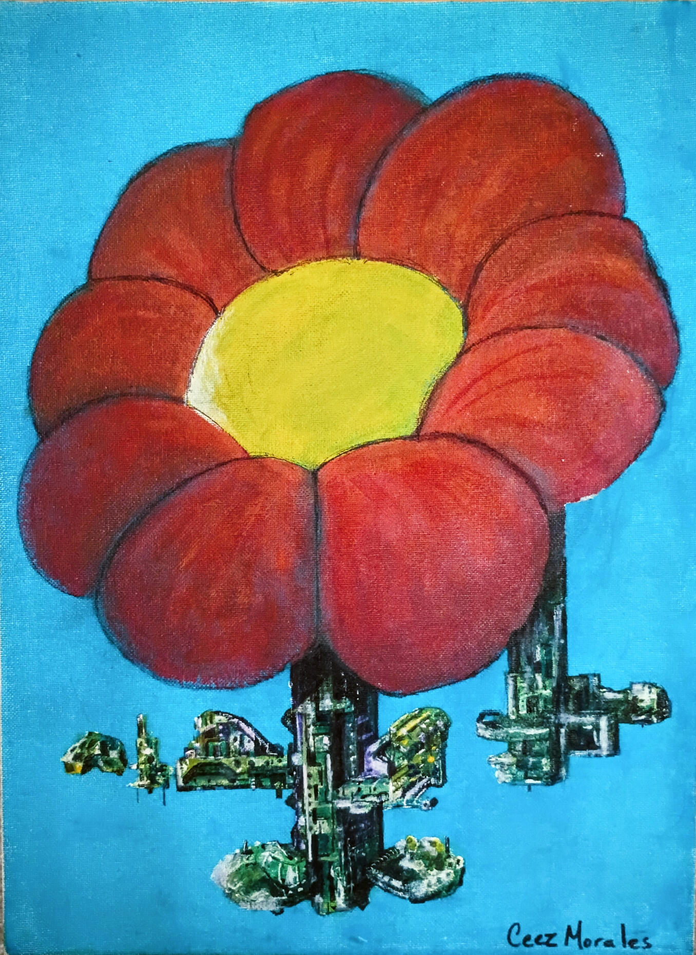 Giant, floating, solar-powered flower power by artist Cesar Morales